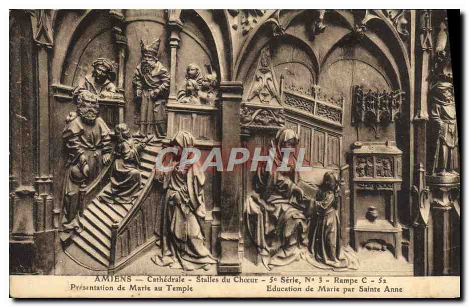 CPA Amiens Cathedrale Stalles Du Choeur Presentation de Marie au temple 