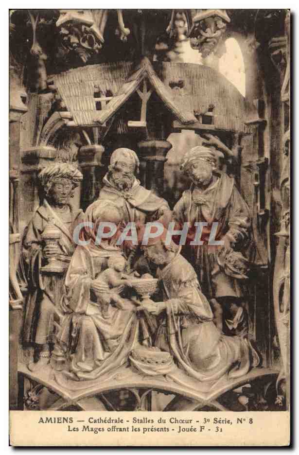 CPA Amiens Cathedrale Stalles Du Choeur Les mages offrant les presents
