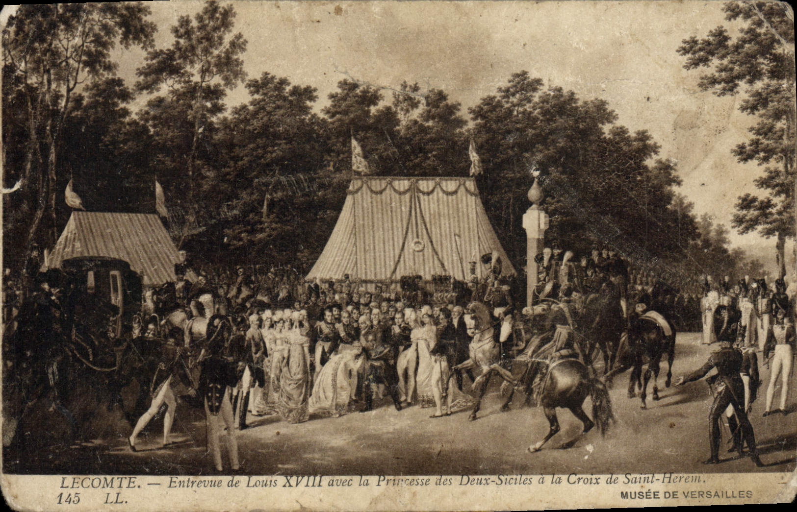 Entrevue de Louis XVIII avec la Princesse des Deux-Siciles à la Croix de Saint-Herem — Lecomte, n°145 LL, Musée de Versailles