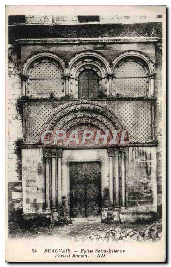 CPA Beauvais Eglise Saint Etienne Portail Roman