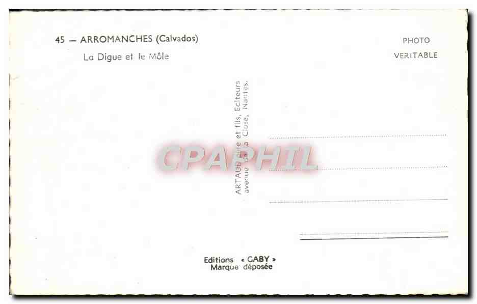 Arromanches (Calvados) — La Digue et le Môle — Éditions Caby — Verso