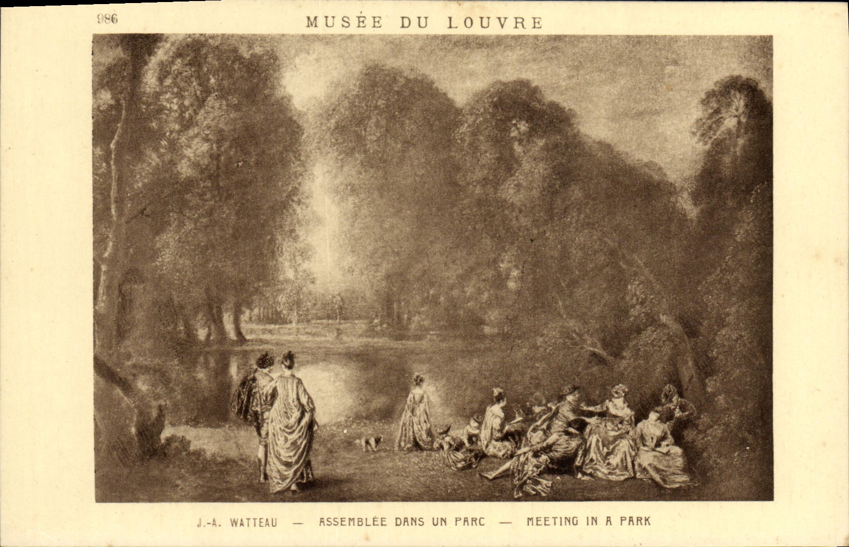 CPA Assemblee Dans Un Parc Watteau Paris Musee du Louvre