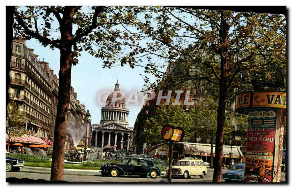 CPM Paris La place Ed Rostand la rue Soufflot et le Pantheon