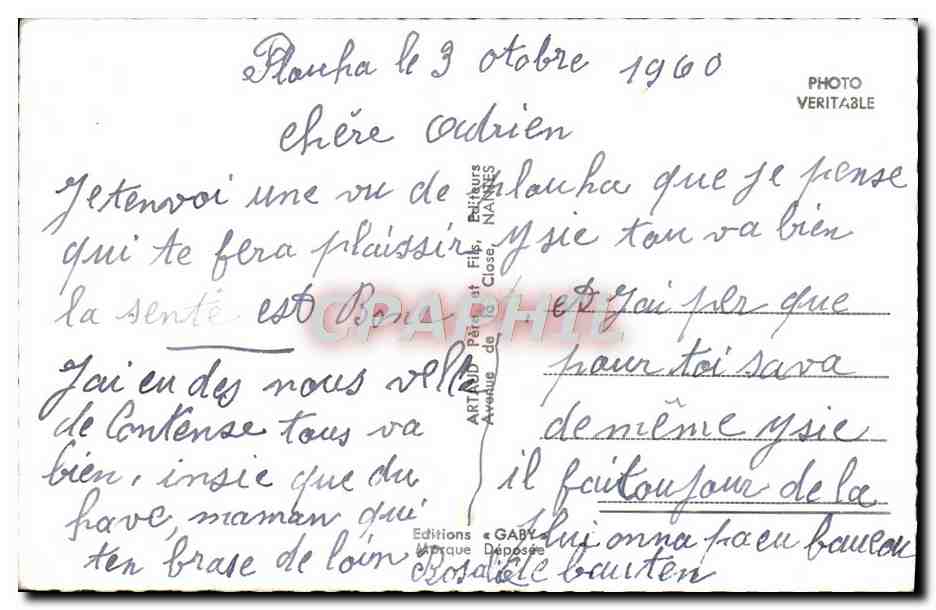Plouha — Vue panoramique avec sites côtiers et monument — Éditions GABY, Nantes — Rückseite