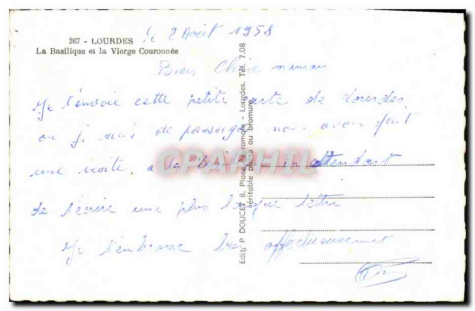 CPM Lourdes La Basilique Et La Vierge Couronnee — Verso