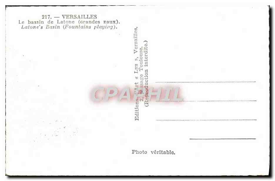 CPA Versailles Le Bassin De Latone — Verso