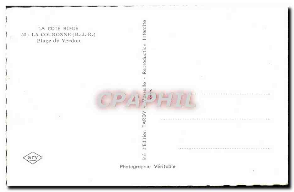 CPA La Couronne Plage Du Verdon — Rückseite