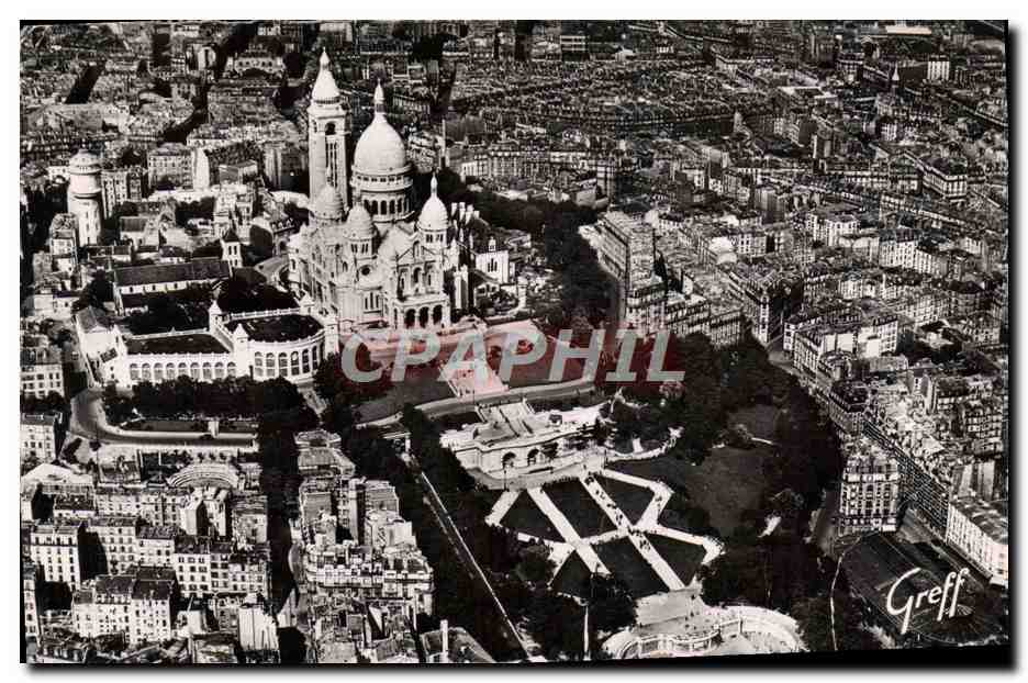 CPM Paris Vue Aerienne Le Square Willette Et La Basilique Sacre Coeur de Montmartre 