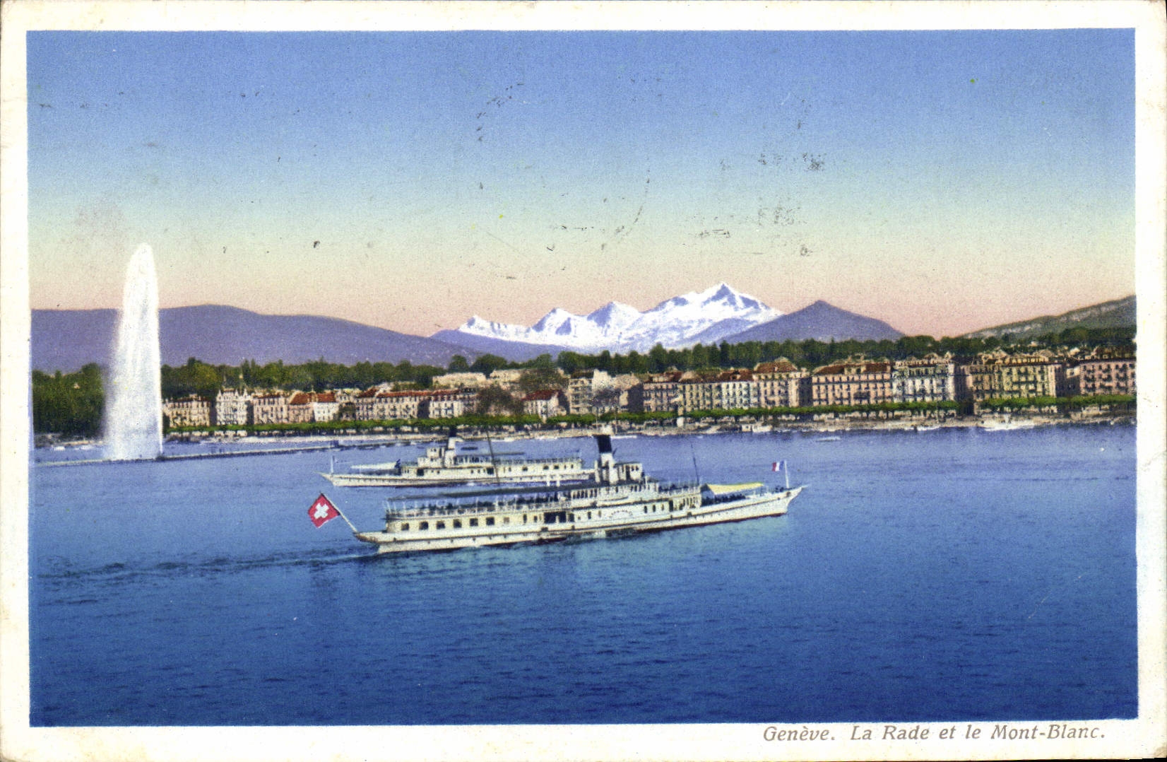 CPA Geneve La Rade Et Le Mont Blanc Bateau