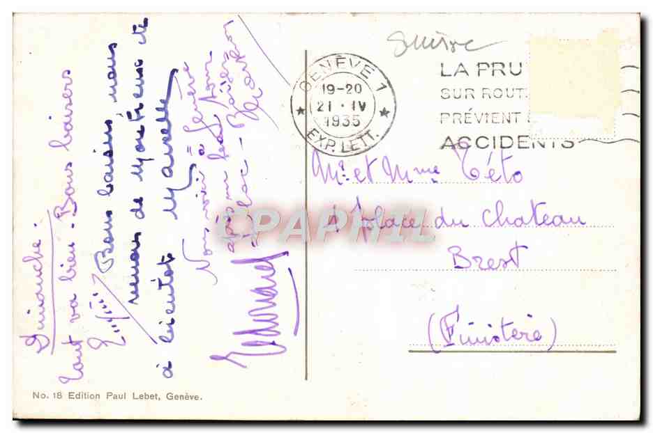 CPA Geneve La Rade Et Le Mont Blanc Bateau — Rückseite