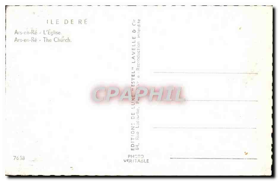 CPM Ile De Re Ars En Re L'Eglise — Back