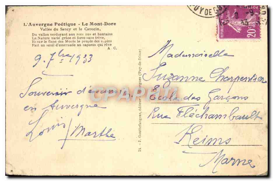 El Mont-Dore — Valle del Sancy y el Capucin — GdO — Reverso