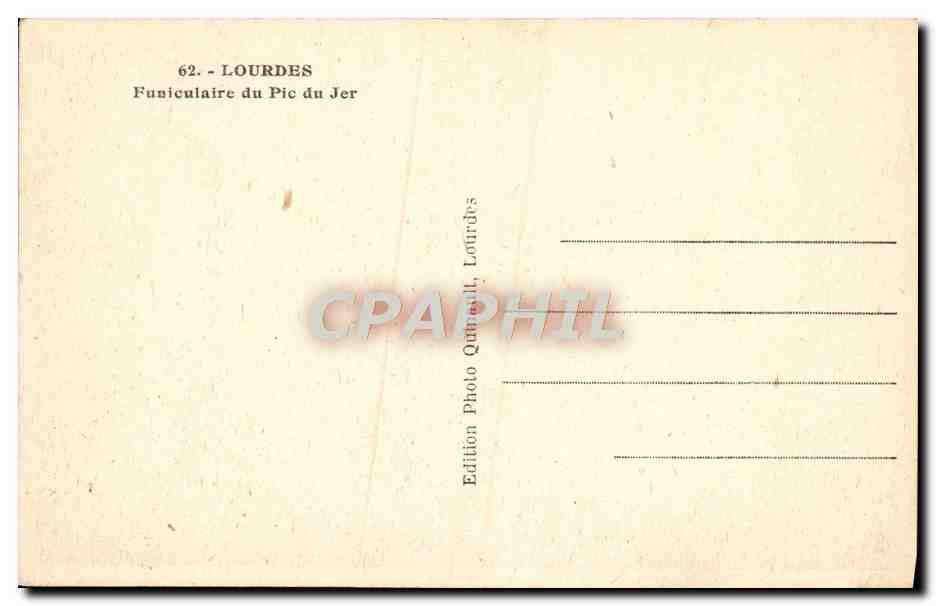 CPA Lourdes Funiculaire du pic de Jer — Verso