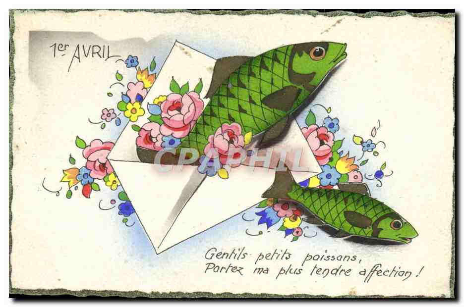 CPA Fantaisie Gentils Petits Poissons 1er Avril