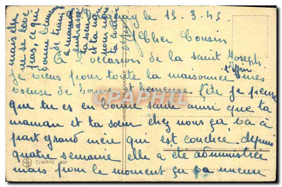 CPA Fantaisie Fleurs Fer a cheval Bonne Fete — Verso