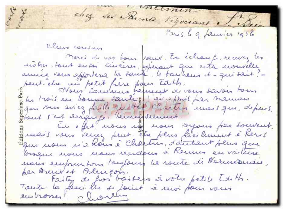 CPA Bonne et Heureuse Annee Fleurs — Verso