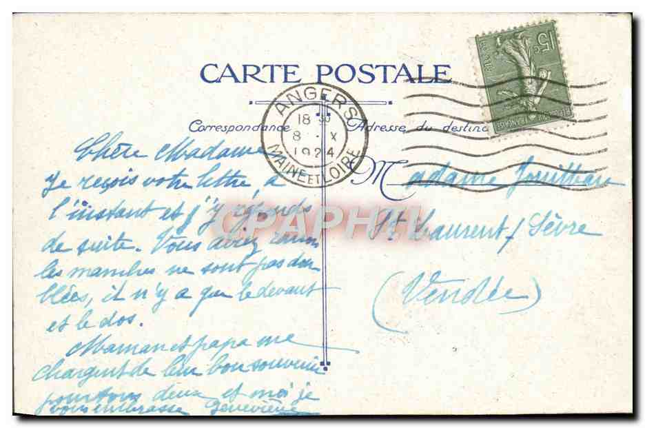CPA Angers Le Statue et la Rue de Beaurepaire — Rückseite