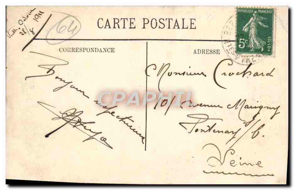 CPA Lourdes Vue plongeante  — Verso