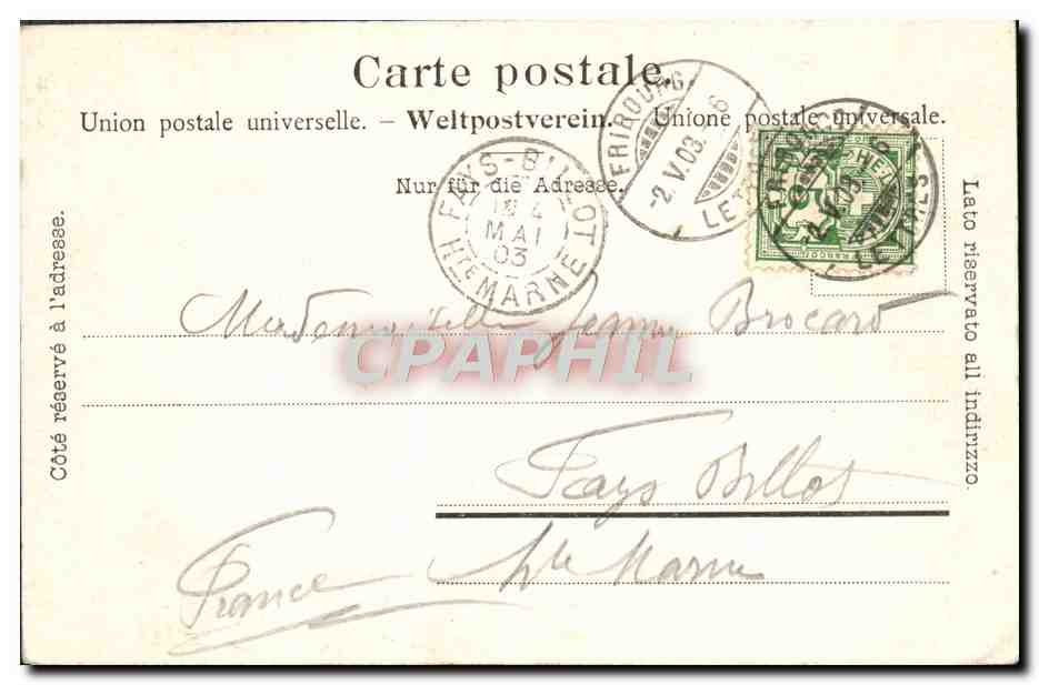 CPA Fribourg Chapelle du Saint Sepulcre a la Cathedrale — Verso