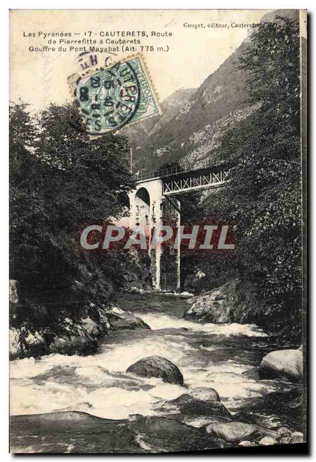 CPA Cauterets Route De Pierrefitte a Cauterets Gouffre du pont Mayabat 