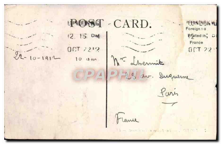 CPA London The Houses Of Parliament — Verso
