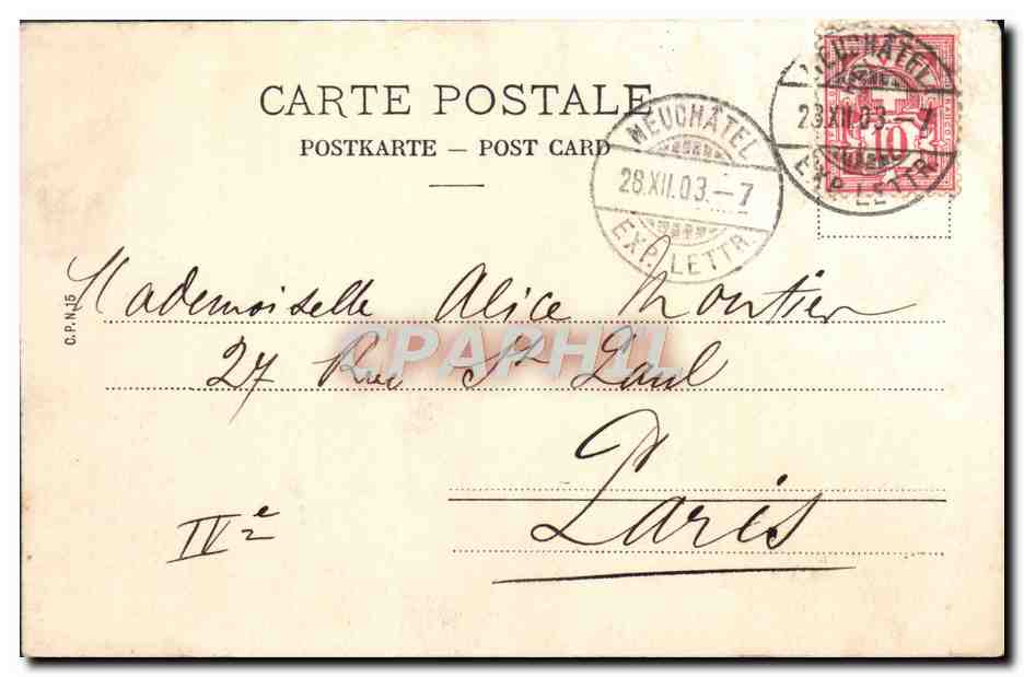 CPA Neuchatel Vue Prise Depuis L'Evole — Rückseite