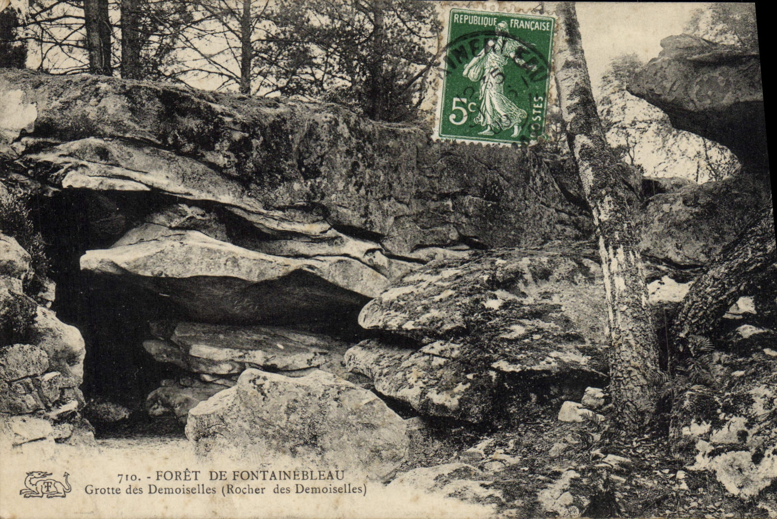 Bosque de Fontainebleau — Cueva de las Damas (Piedra de las Damas) — editor desconocido, n° 710