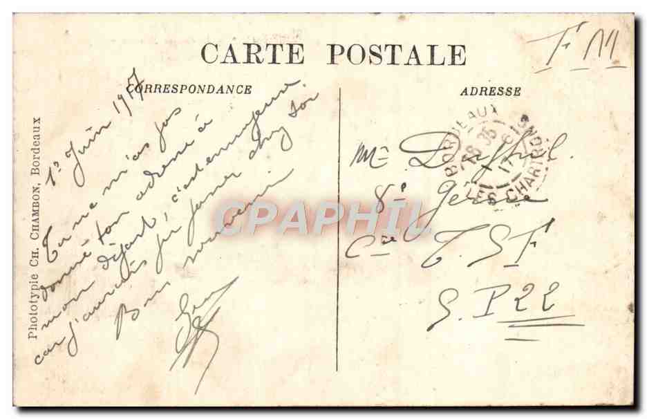 Bordeaux — Le Grand Théâtre — C.B. — Verso