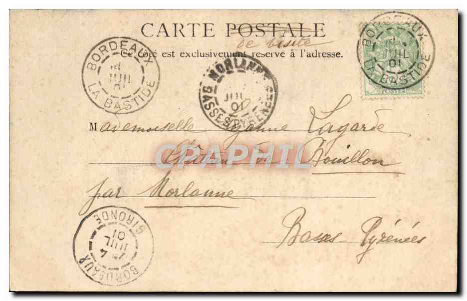 CPA Bordeaux Le jardin public — Verso