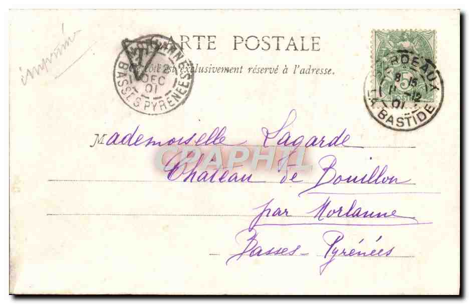 CPA Bordeaux La Porte Bourgogne — Verso