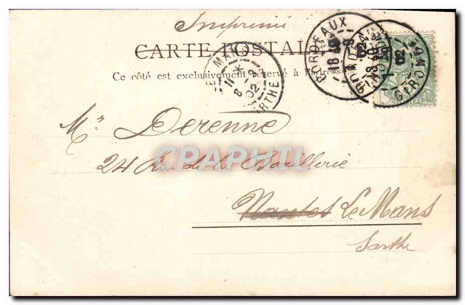 CPA Bordeaux Porte du palais  — Verso
