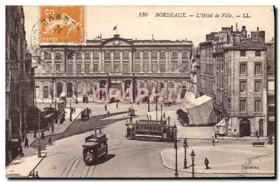 CPA Bordeaux L'Hotel de Ville Tramway