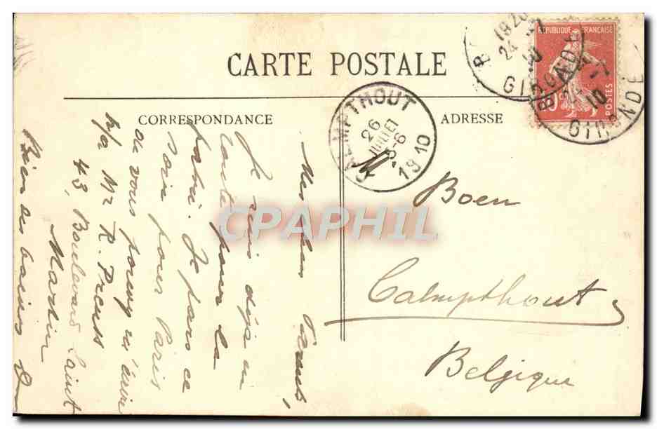 CPA Bordeaux Monument des Girondins Groupe Nord — Verso