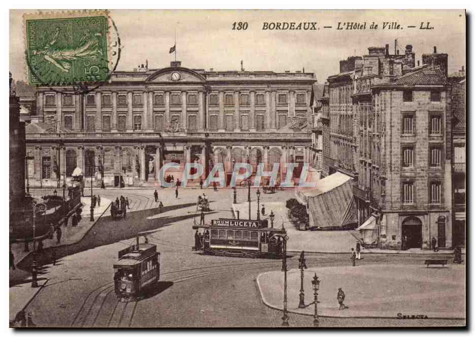 CPA Bordeaux L'Hotel de Ville Tramway