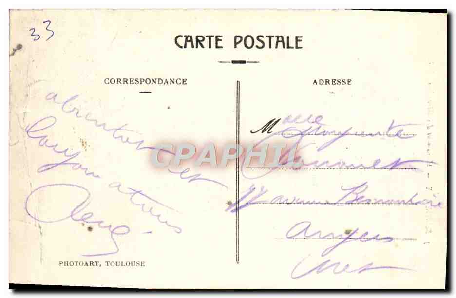 CPA Bordeaux Monument des Girondins — Verso