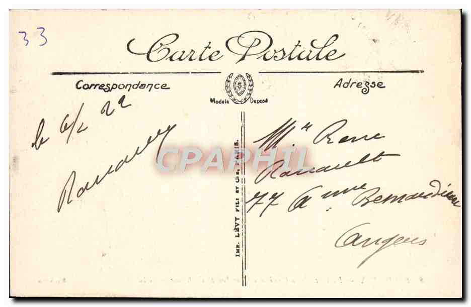 CPA Bordeaux La Place de la Comedie et Rue Sainte Catherine — Verso