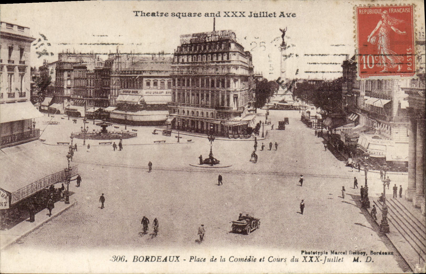 CPA Bordeaux Place de la Comedie et Cours du XXX Juillet