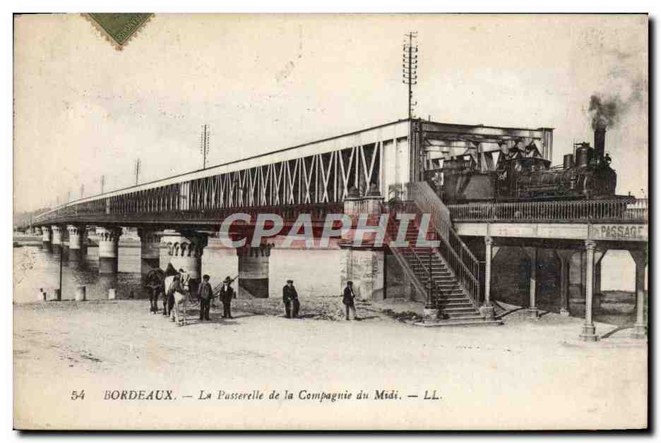 CPA Bordeaux La Passerelle de la Compagnie du Midi Train