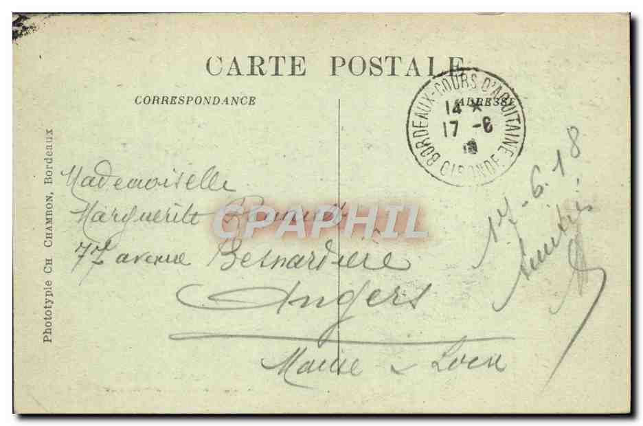 CPA Bordeaux Grand Theatre La Calonnade — Verso