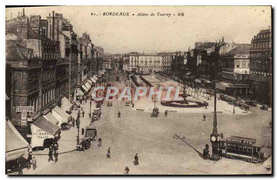 CPA Bordeaux Allees de Tourny Tramway Bijoux Fix Coiffeur 