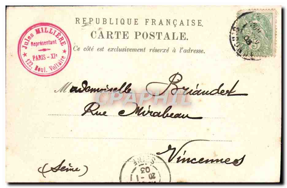 Allées de Tourny — Bordeaux — uitgever Jules Millière, n°8 — Achterkant