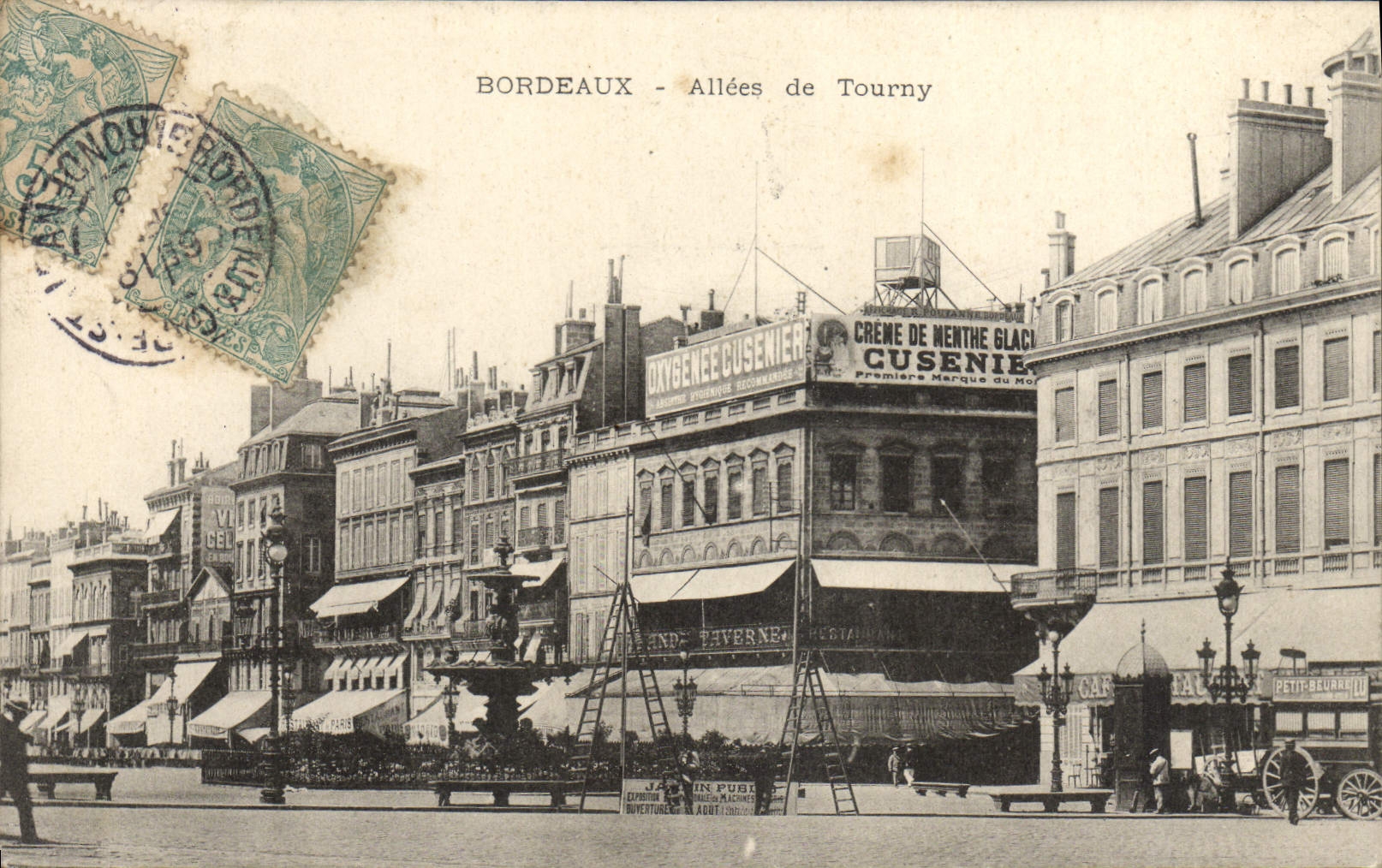 Bordeaux - Allées de Tourny — vue urbaine avec publicité Cusenier — éditeur non visible