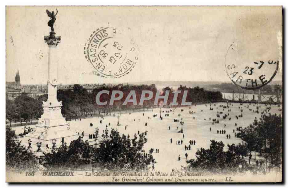 CPA Bordeaux La colonne des Girondins et la place des Quinconces 