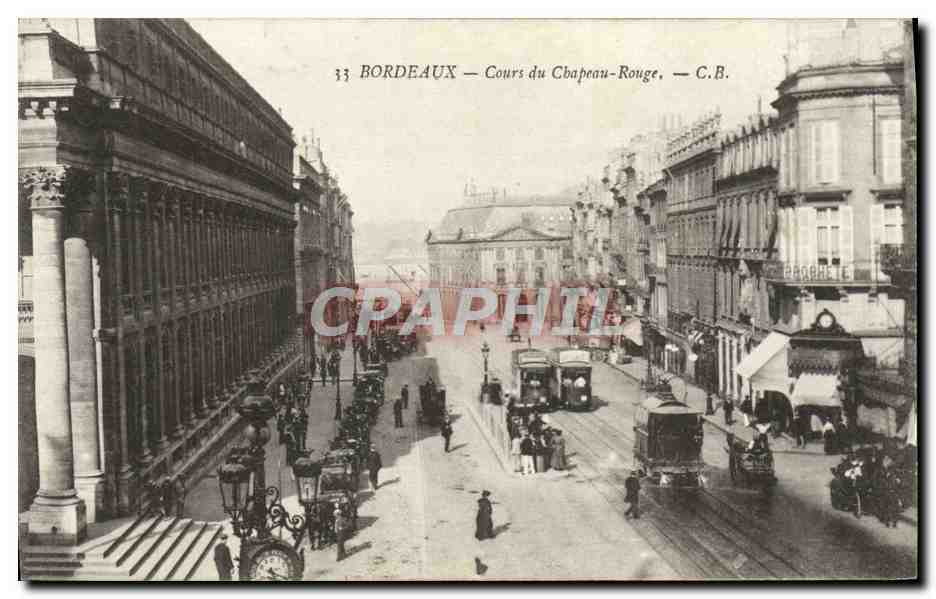 CPA Bordeaux Cours du Cbapeau Rouge Tramway