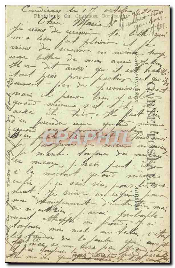CPA Bordeaux Colonne Rostrales et Monument des Girondins Bateau — Verso