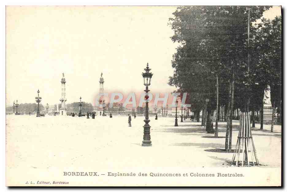 CPA Bordeaux Esplanade des Quinconces et Colonnes Rostrales 