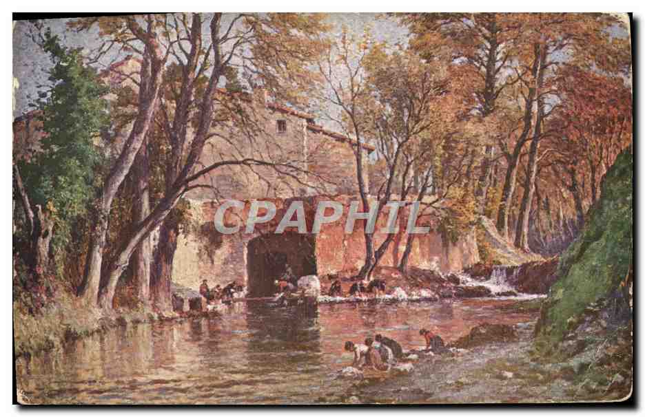 CPA J Claverie Le paradis des lavandieres 