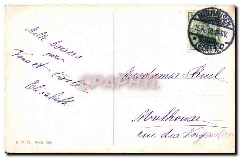 CPA Femme Coq  — Verso
