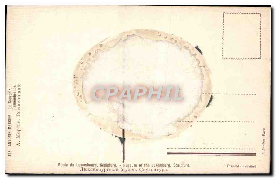 Sculpture du Musée du Luxembourg — Antonin Mercier — n°428 — Verso