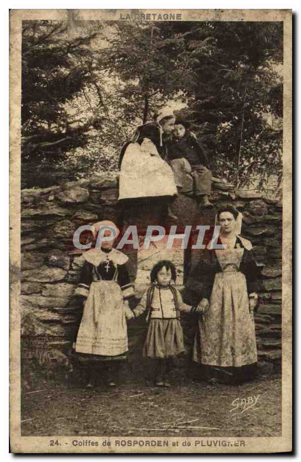 CPA Coiffes de Rosporden et de Pluvigner Folklore